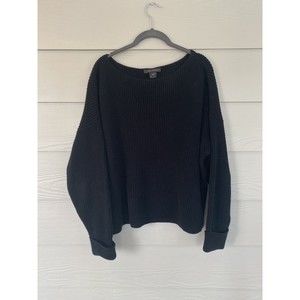 French Connection Black Boat Neck Knit Sweater Size Medium